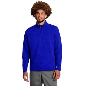 Sudadera de punto transpirable para hombre, negra, con cremallera de un cuarto, cuello alto, corte regular, informal, para otoño - Product Image 4
