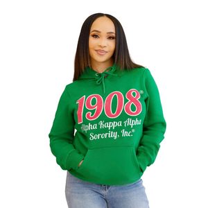 เสื้อฮู้ดดี้เชนิลล์สีเขียวชมพู 1908 สำหรับผู้หญิง แขนยาว ผ้าฟลีซ เสื้อคลุมมีฮู้ด สไตล์ลำลอง ปักลายแฟชั่น - Product Image 4
