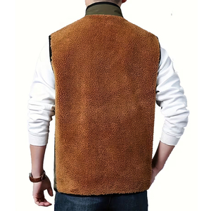 Gilet en polaire sherpa pour homme adulte, col montant, fermeture éclair, vêtement d'extérieur décontracté chaud, couleur unie, matière polyester - Product Image 2