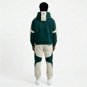 Ensemble de survêtement vert et crème pour homme – Sweat à capuche et pantalon de jogging - Product Image 3