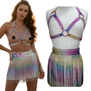 Conjunto de Minifalda con Flecos de Cristal Coloridos y Top de Tirantes de Lujo, Nueva Llegada 2026 - Product Image 6