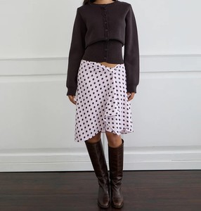 Women Polka Dot Wrap <b>Skirt</b> with Sashes Knee-Length <b>Chiffon</b> Casual Style Natural Waist Soft Polyester Fabric All Seasons Wear - Product Image 4
