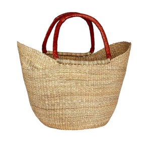 <b>Summer</b> Natural Seagrass Handbags Woven <b>Bag</b> Luxury Leather Handle Fashion Women <b>Straw</b> Hand <b>Bag</b> Eco Friendly Beach Tote OEM - Product Image 1