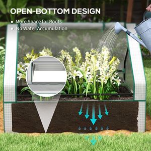Fioriera Rialzata in Metallo Effetto Ruggine con Serra, Piccola Cassetta per Piante da Esterno con Copertura Bianca e Argento per Giardinaggio - Product Image 6