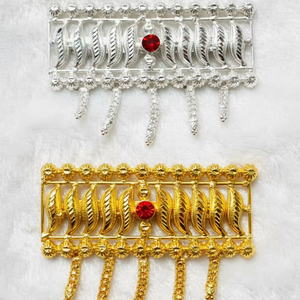 Peigne à cheveux vintage plaqué or, fait main, écologique, étanche, élégant, en alliage, avec mini pierres rouges et motif floral, pour mariée - Product Image 1