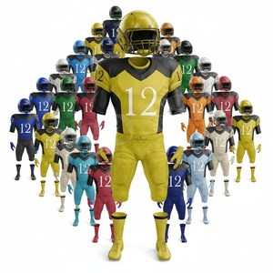 Accepted Private Label American Football Uniform <b>Set</b> Breathable Athletic Jersey Pants Helmet Adult Training Sports Wear Kits - Product Image 1