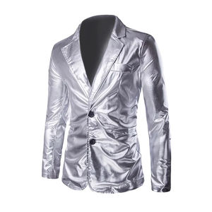 Traje de negocios de 2 piezas para hombre, corte ajustado, brillante, estampado en caliente, antiarrugas, impermeable, poliéster/nailon, cierre de botón sencillo - Product Image 6