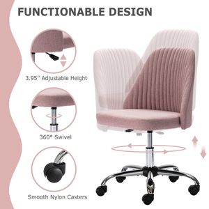 Vanity <b>Chair</b> Armless Swivel <b>Desk</b> <b>Chair</b> with Wheels Adjustable Fabric <b>Makeup</b> <b>Chair</b> Comfortable Home Office Task Computer <b>Chair</b> - Product Image 5