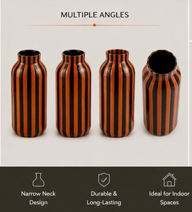 Premium Quality Set of 2 <b>Unique</b> Metal Flower <b>Vase</b> Decal Enamel Finished Tale Top <b>Vases</b> for Home Decoration Handmade Customize - Product Image 4