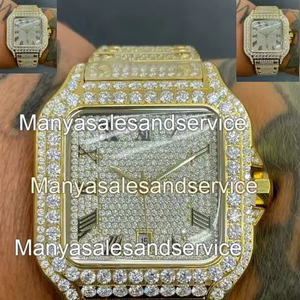 Montre automatique de luxe de créateur, carrée, en verre arabe, cristal, acier inoxydable, sertie de moissanite VVS, résistante à l'eau 10 bars - Product Image 1
