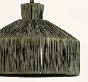 Lámpara Colgante Moderna de Yute con Flecos Verdes |   Lámpara Colgante Decorativa de Yute |   Lámpara de Techo Estilo Boho con Base para Bombilla E27 para Hogar y Hotel - Product Image 2