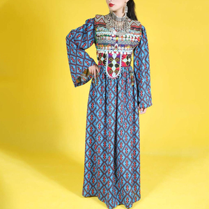 Low MOQ Afghan Kuchi Women's Dress Floral Print Lace Decoration Modest Style Long Sleeves Natural Waistline Afghan Kuchi Adults - Product Image 4