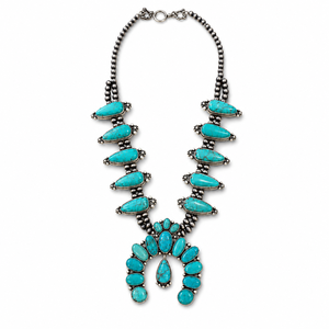 Collier Fleur de Squash Turquoise, Collier Statement Western, Bijoux Perlés Style Navajo pour Femme, Cadeau - Product Image 2