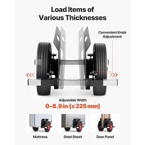 Chariot de transport pour plaques de plâtre, capacité de charge de 450 kg, roues en caoutchouc de 10 pouces, pince réglable pour différents terrains - Product Image 3