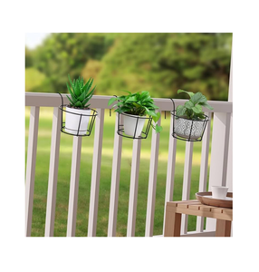 Metal Hanging Planter Pot <b>For</b> Balcony Railing Decorative Metal Hanging Pot Custom Metal Plant Hanger Wall Bracket Home Decor - Product Image 1