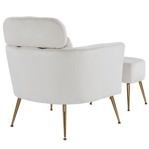 Sillón Individual de Franela para Interiores, Semi-Desmontado, con Patas y Pedales Dorados, Color Beige, para Sala de Estar - Product Image 5