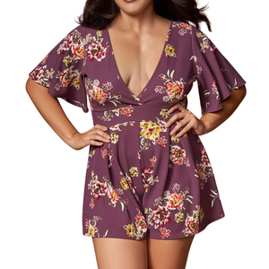 Combinaison d'été légère et respirante à manches courtes et à imprimé floral, style boutique, OEM ODM en gros - Product Image 4