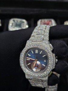 Montre de luxe pour homme en acier inoxydable, style hip-hop, tendance, avec diamants Moissanite VVS sertis pavé, mouvement automatique - Product Image 3