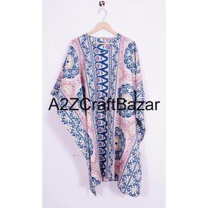 Robe Kaftan Longue en Coton Fait Main pour Femme, Cache-maillot d'été avec Volants à Pompons, Taille Naturelle, Logo, Style Décontracté, Lavable - Product Image 6