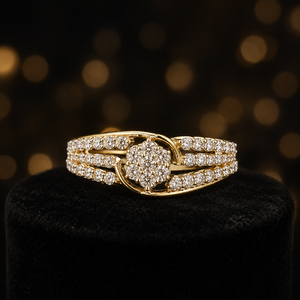 Wholesale 14K Gold Floral Cluster <b>Ring</b> with Multi Row <b>CZ</b> Stones Elegant Women Jewelry for B2B Buyers - Product Image 3