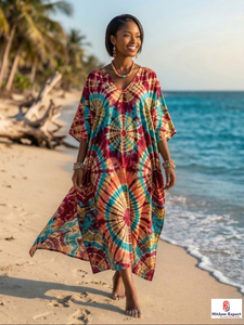 Ladies Printed <b>Kaftan</b> Dress Beach Wear Soft Fabric Loose Fit Elegant <b>Summer</b> Cover Up Resort Island Vacation Export Supply - Product Image 5