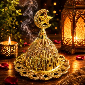 Quemador de Incienso de Latón Macizo de Primera Calidad, Porta Incienso Árabe Oud, Decoración Aromática para el Hogar y Hotel, Regalo de Ramadán y Eid para la Sala de Estar - Product Image 6