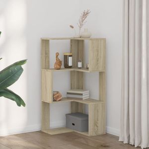 Bibliothèque d'angle à 3 niveaux en chêne Sonoma 19,7x19,7x40,2 cm en bois d'ingénierie avec un design élégant - Product Image 3