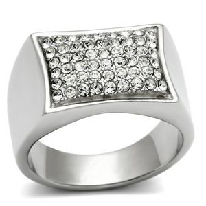 TK357 High Polished Stainless Steel <b>Ring</b> with Top Grade Crystal Clear Dish & <b>Plate</b> - Product Image 1