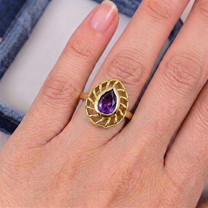 Natural Amethyst Solid 925 Sterling <b>Silver</b> <b>Ring</b> Yellow Gold Plated Classic Smooth <b>Band</b> Women's Everyday Wear <b>Ring</b> - Product Image 5