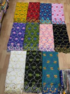 Tissu en Voile de Coton Pur de Haute Qualité pour Dentelle Africaine, Respirant, 120 GSM, Poids Moyen, Vêtements Traditionnels Multicolores - Product Image 6