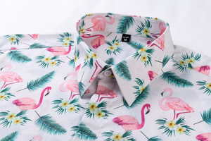 Chemise Hawaïenne Homme Rose Imprimée Tropicale à Manches Courtes Boutonnée pour la Plage – Vente en Gros - Product Image 5