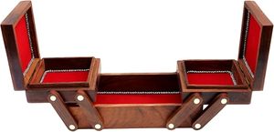 Boîte de rangement extensible en bois artisanale avec doublure en velours, boîte de rangement pour bijoux, boîte de rangement pour fournitures d'artisanat - Product Image 2