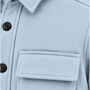 Chaqueta con Capucha Azul Claro para Hombre, con Botones en el Pecho, Bolsillos, Capucha con Cordón, Mangas Largas, Estilo Casual Urbano - Product Image 5