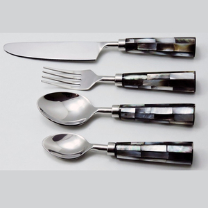 Elegant <b>Flatware</b> <b>Set</b> With Mother Of Pearl Handles High Mirror Polish Dishwasher Safe Wedding Cutlery - Product Image 5