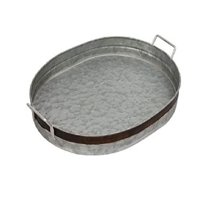 Bandeja de Servicio de Metal Galvanizado Personalizada con Asas de Madera, Bandejas Decorativas Apilables para Almacenamiento, para Uso en el Hogar y Hoteles - Product Image 4