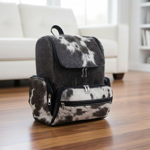 Luxury handmade cowhide leather hair on <b>backpacks</b> OEM wholesale supplier custom logo export student bags in wholesale price - Product Image 4