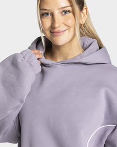 Ensemble de survêtement surdimensionné pour femme, couleur lavande, avec détails contrastés, en molleton de coton de qualité supérieure, comprenant un sweat à capuche et un pantalon de survêtement à jambes larges - Product Image 3