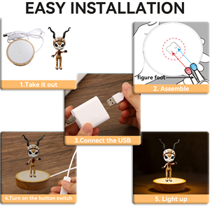 Lámpara LED 3D con Forma de Antílope, Luz Nocturna, Cable USB Tipo A, Control de un Botón, Brillo Blanco Cálido Suave de 2700K, Decoración para Dormitorio Pequeño, Regalo - Product Image 2