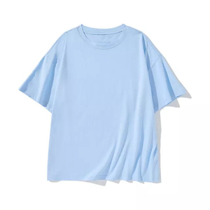 Camiseta de algodón 100% para hombre al por mayor, de lujo, 300G, unisex, con logo personalizado, cuello simulado, lisa, oversize, de corte holgado, de alto gramaje y transpirable. - Product Image 4