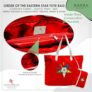 Bolso Tote para Mujer OES, Lona Roja con Diseño de Estrella Bordada, Asas Blancas, Accesorio de Moda para Compras - Product Image 5