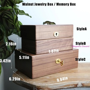 Eco-Friendly Rectangle <b>Wooden</b> <b>Box</b> for Jewelry Gift Storage-Soft Interior for Delicate Items Christmas Chinese New Year Tabletop - Product Image 1