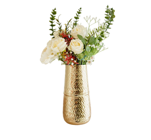 <b>Small</b> Size Metal Caste Flower Vase <b>Round</b> Shape With Golden Coating Finished Latest Design For Home Decoration <b>Table</b> Vase - Product Image 3