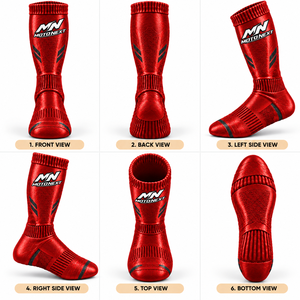Chaussettes de sport personnalisées de qualité supérieure, tricotées, respirantes, antibactériennes, pour la course et le motocross, disponibles à la vente. - Product Image 1