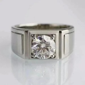 Round Cut Moissanite Wedding Engagement <b>Ring</b> 925 Sterling <b>Silver</b> & Gold Plated Classic <b>Solitaire</b> Minimalist Luxury Promise <b>Ring</b> - Product Image 1