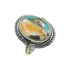 Natural Oyster Turquoise <b>Ring</b> 925 Sterling <b>Silver</b> Handmade Boho Statement Oval Gemstone Vintage Jewelry for <b>Men</b> Christmas gift - Product Image 1
