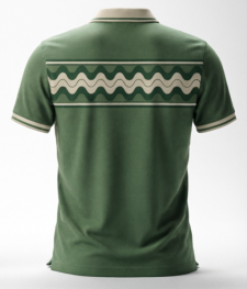 Luxury <b>Men's</b> Anti-Wrinkle Solid Golf for <b>Shirt</b> Vintage <b>70s</b> Style Green Ribbed Knit Polyester/Cotton - Product Image 5
