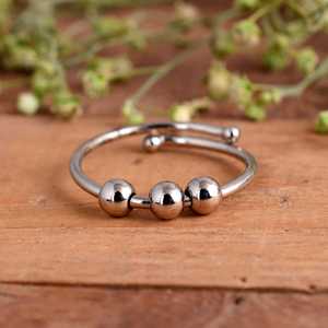 SHYAM JEWELRS Luxury Adjustable 925 Sterling Silver Anxiety <b>Ring</b> for Women Men-Handmade Fidget <b>Spinner</b> <b>Ring</b> 3 Sliding Beads - Product Image 1