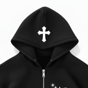 Sweat-shirt à capuche zippé pour homme, logo personnalisé imprimé sur le devant, coton, coupe ample, style streetwear décontracté, veste à capuche - Product Image 2