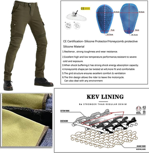 Pantalon de moto en Kevlar résistant à l'usure avec protections CE pour hommes, doublure en Kevlar pour une protection ultime - Product Image 3