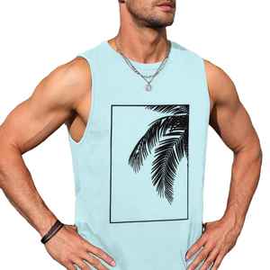 Débardeur Homme Col V Oversize en Coton et Fibre de Bambou Non Tissé avec Logo Frontal Respirant Sportif Tendance Personnalisable Uni - Product Image 1